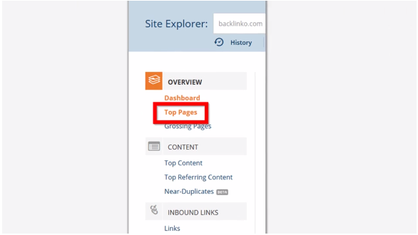 Chọn mục top page