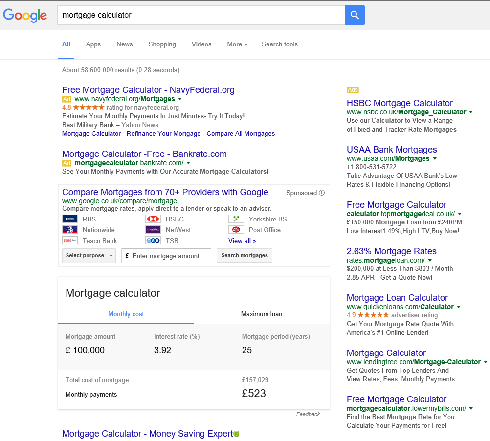 google-serp-mortgage-calculator-uk-compare