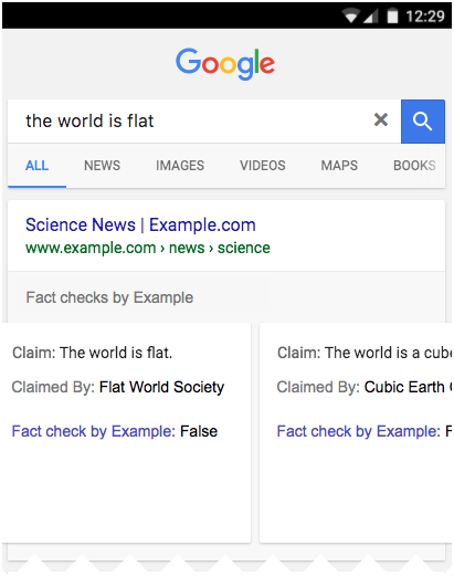 Một ví dụ hài hước về Fact check mà Google đưa ra
