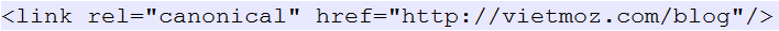 mẫu code canonical: <link rel='canonical' data-cke-saved-href='http://www.seomoz.org/blog' data-cke-514-href='http://www.seomoz.org/blog' /> Mẫu code canonical